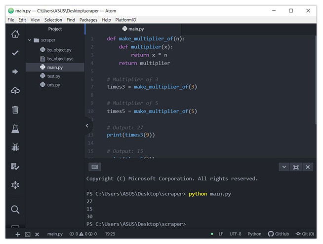 Atom for Python development