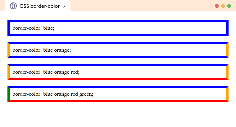 CSS Border Color Shorthand Example