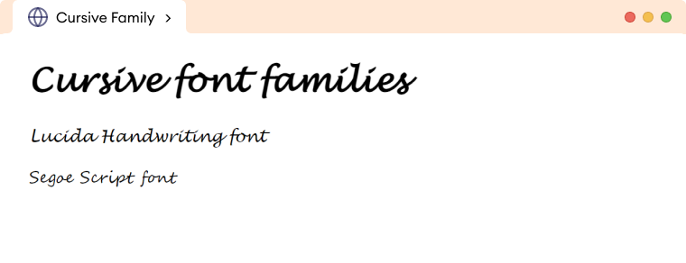 CSS Cursive Font Description