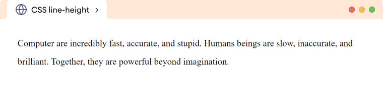 CSS Line Height Example Description
