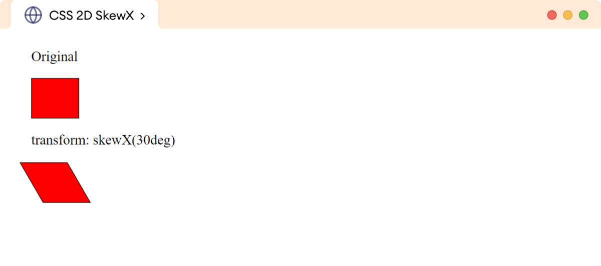 CSS Transform SkewX Example