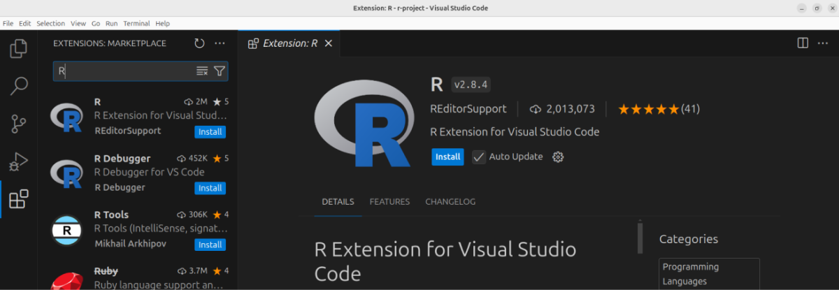 Install R Extension on VS Code