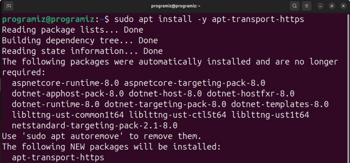 Install apt-transport-https package in ubuntu