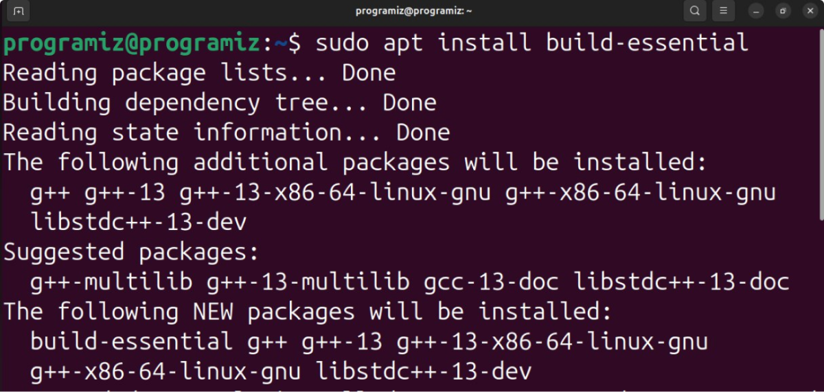 Install build- essential package on Ubuntu