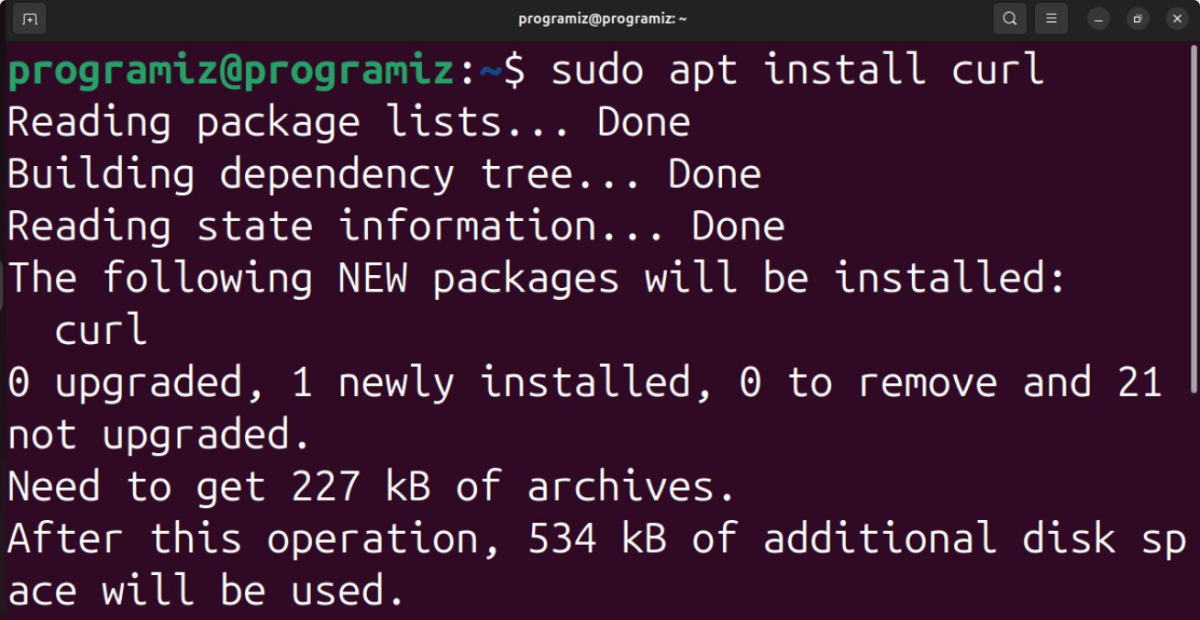 Install curl on Ubuntu