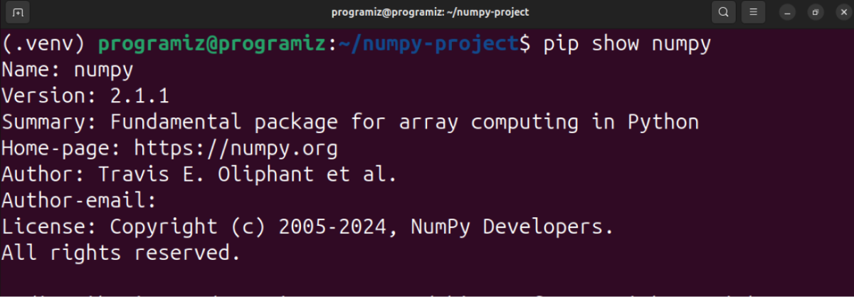 Verify NumPy Installation