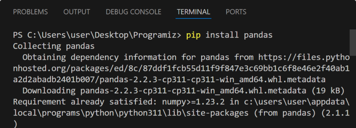 Pandas Installation Process