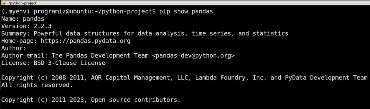 Verify Pandas Installation