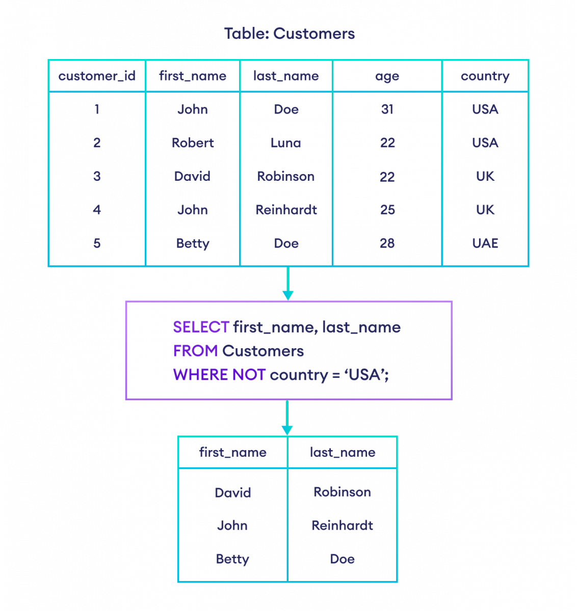 How to use the NOT operator in SQL?